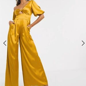 ASOS DESIGN fallen shoulder jumpsuit with wide leg